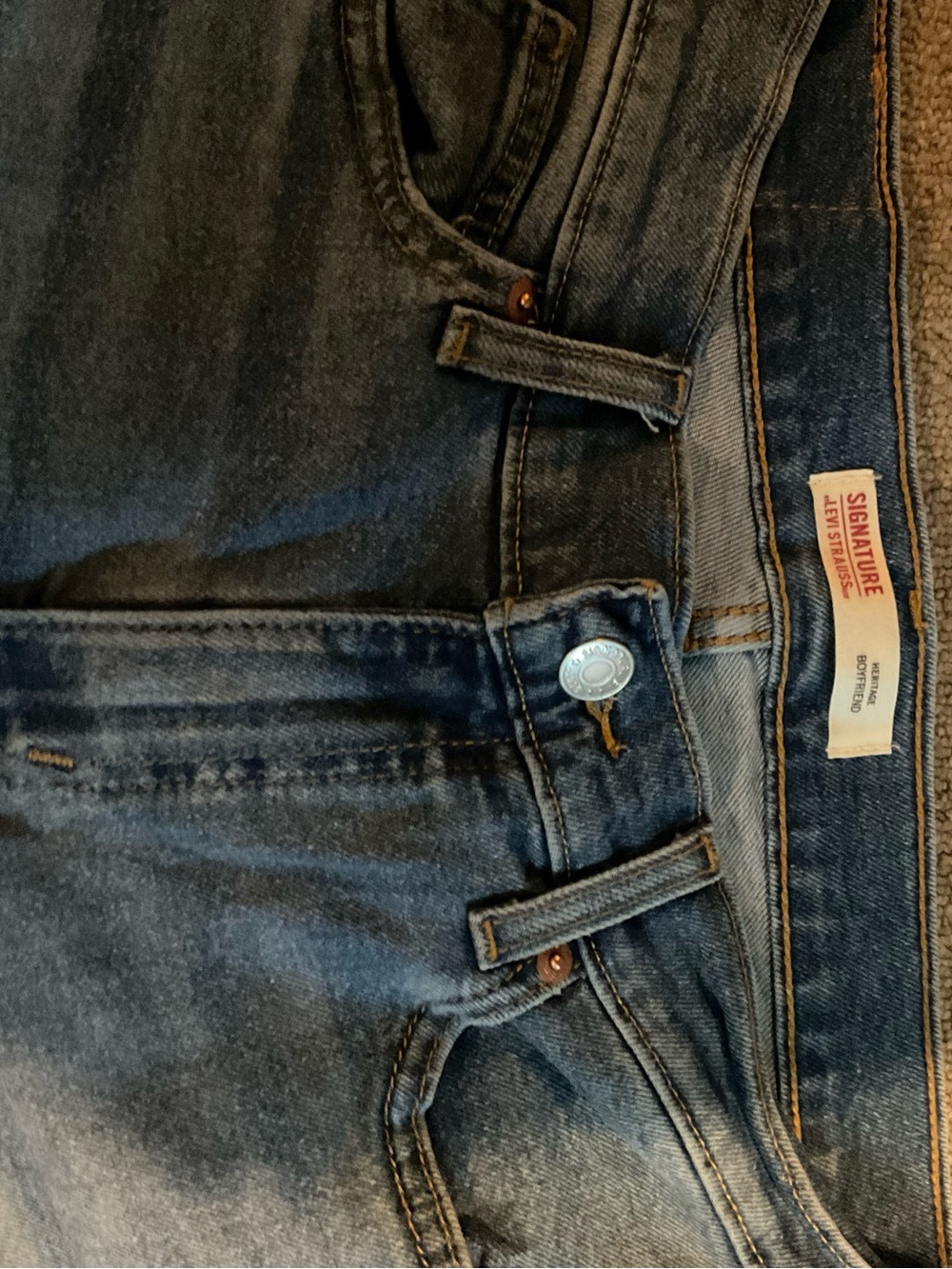 Levi Strauss Signature women’s Heritage Boyfriend cuffed cropped jeans.
